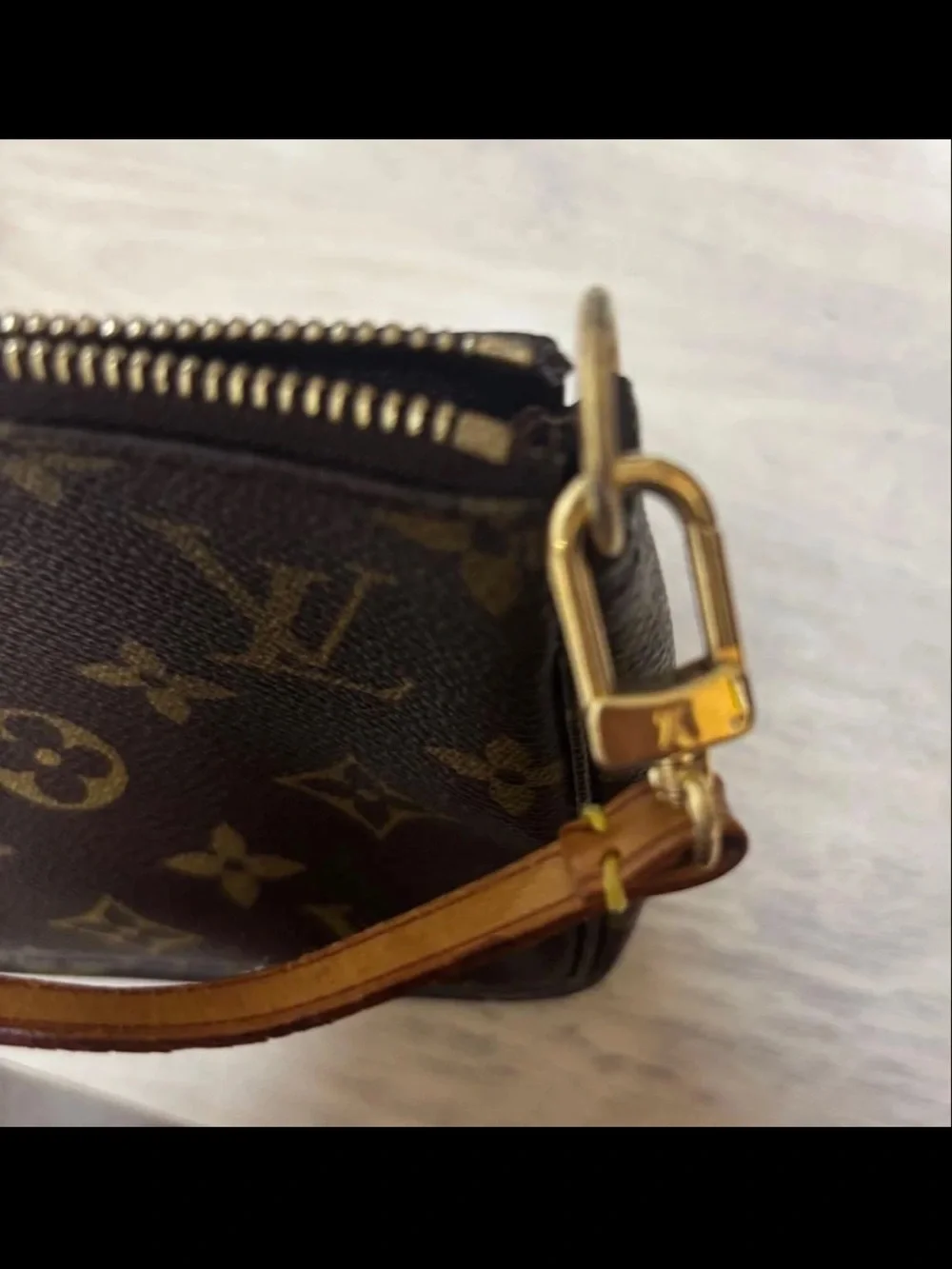 Louis Vuitton Monogram Canvas Wristlet Pouch in Dark Brown